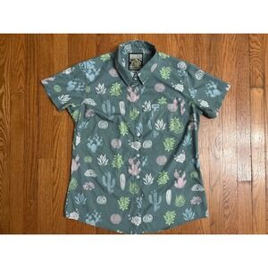 DIXON FLANNEL COMPANY The Botanical Womens L Short Sleeve Button Up Cactus Print